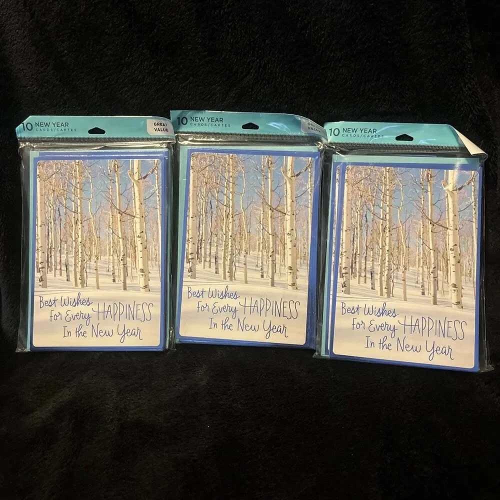 3 Hallmark Pack Of 10 New Year Cards With Envelopes Best Wishes For Happiness